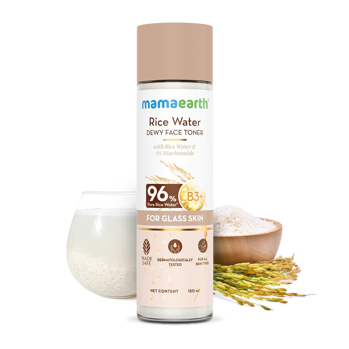 Mamaearth Rice Water Face Toner with Rice Water &amp; Niacinamide Provides Hydration &amp; Reduces Pores Korean Inspired Skincare Suits All Skin Types 5.07 Fl Oz150 ml