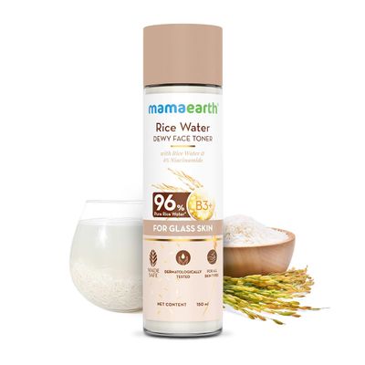 Mamaearth Rice Water Face Toner with Rice Water &amp; Niacinamide Provides Hydration &amp; Reduces Pores Korean Inspired Skincare Suits All Skin Types 5.07 Fl Oz150 ml