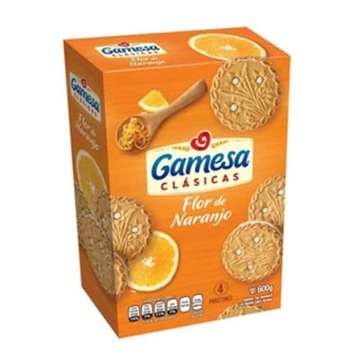 Flor de naranjo by Gamesa. 600 grams contained in 24 Delicious orange flavored cookies. You will love its creamy filling, always fresh brought in small quantities from Mexico to your table to ensur...