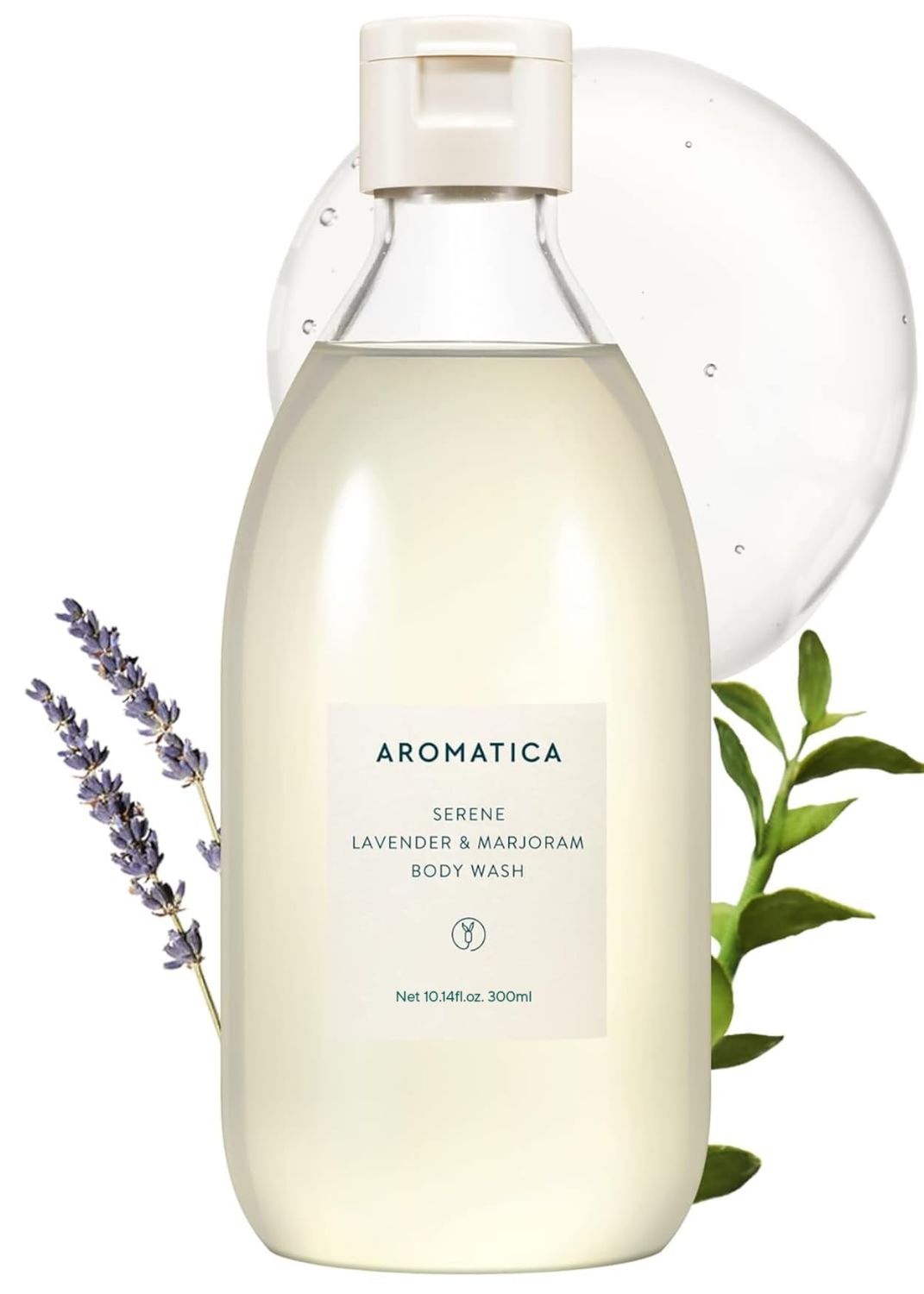 AROMATICA Serene Body Wash Lavender &amp; Marjoram 10.14oz 300ml, Vegan, Daily In-Shower Wash Blended wNaturally Derived Scents