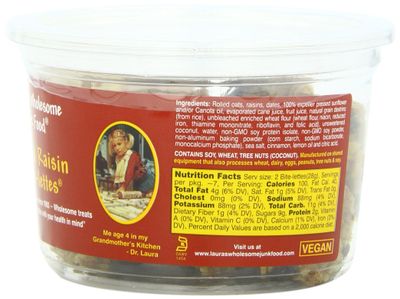 Laura's Wholesome Junk Food Cookie, Oatmeal Raisin, 7 Ounce Pack of 6