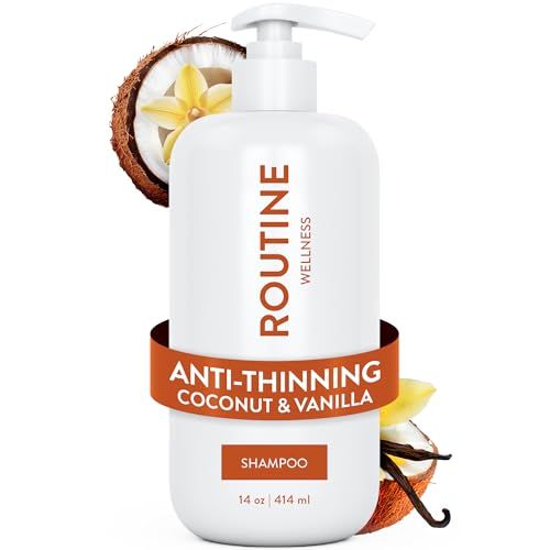 Routine Wellness Anti-Thinning Shampoo for Thinning Hair - Biotin DHT Blocker Women &amp; Men - Color Safe Shampoo for Hair Loss &amp; Healthy Hair - Coconut &amp; Vanilla - 14oz