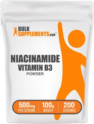 BulkSupplements.com Niacinamide Powder - Vitamin B3 Powder, Niacinamide Supplement, Niacinamide 500mg - B3 Vitamins for Skin, Gluten Free, 500mg per Serving, 100g 3.5 oz Pack of 1