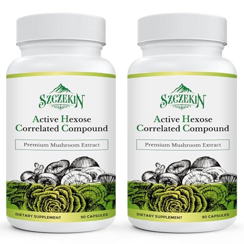 Active Hexose Correlated Compound 1500 mg Supplement, Natural 8 Mushroom Extract Supplement, Immune System, Liver Function, Natural Killer and T Cells Activity, 180 Veggie Capsules