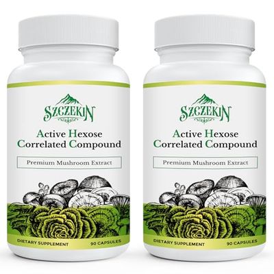 Active Hexose Correlated Compound 1500 mg Supplement, Natural 8 Mushroom Extract Supplement, Immune System, Liver Function, Natural Killer and T Cells Activity, 180 Veggie Capsules