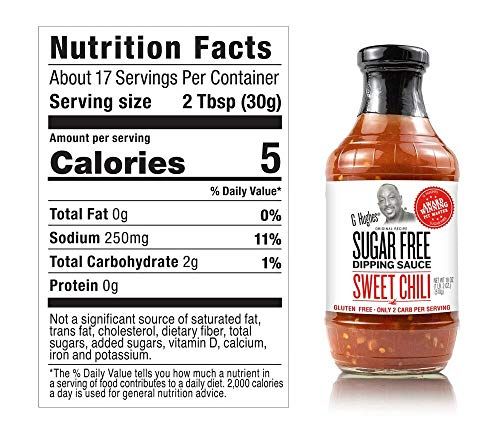 G Hughes Sugar Free Sweet Chili Sauce - Gluten Free Dipping Sauces, Sugar Free Sauce, Hot Sauce, Low Carb Red Chili Sauce, Spicy Chili Sauce - 18 oz 6 Pack