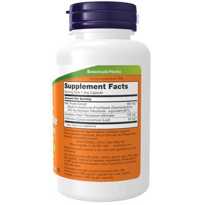NOW Foods Supplements, Silymarin Milk Thistle Extract 300 mg with Artichoke and Dandelion, Double Strength, Supports Liver Function, 100 Veg Capsules