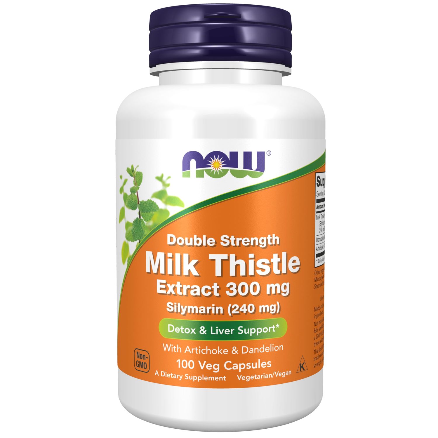 NOW Foods Supplements, Silymarin Milk Thistle Extract 300 mg with Artichoke and Dandelion, Double Strength, Supports Liver Function, 100 Veg Capsules