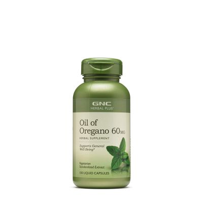 GNC Herbal Plus Oil of Oregano 60mg Supplement, Vegetarian, Supports General Well-Being, 100 Servings