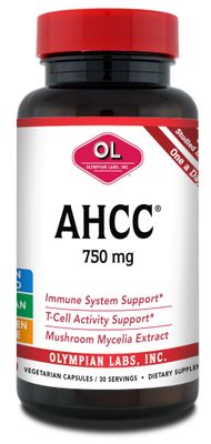 Olympian Labs Premium AHCC Supplement 750mg of AHCC per Capsule - Supports Immune Health, Liver Function, and Natural Killer Cell Activity- 30 Capsules