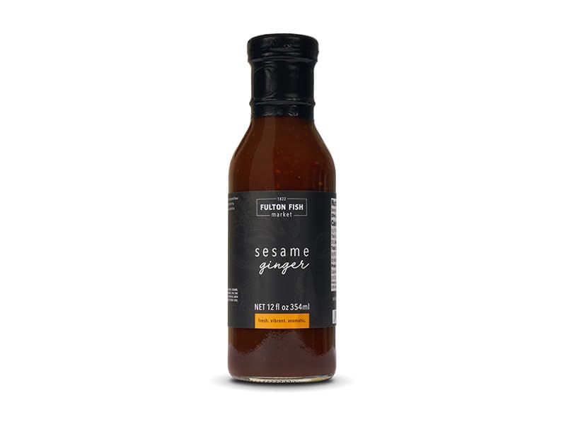 Fulton Fish Market Sesame Ginger Marinade - Asian Inspired Sauce and Salad Dressing - Great for Salmon, Tuna, Shellfish, Chicken, and Salad - 12fl oz