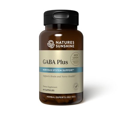 Nature&#39;s Sunshine GABA Plus, 60 Capsules, Kosher Brain Health and Nervous System Support to Help Find A Sense of Relaxation and Peace