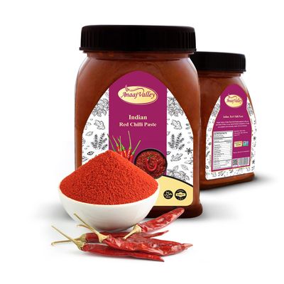 ANAAJ VALLEY Red Chili Paste - 650g Indian Red Chili Paste - Spicy Red Chile Powder - Red Pepper Paste - Adds Taste and Flavor in Food - Spicy &amp; Delicious - Fresh &amp; Aromatic - Natural Gluten Free