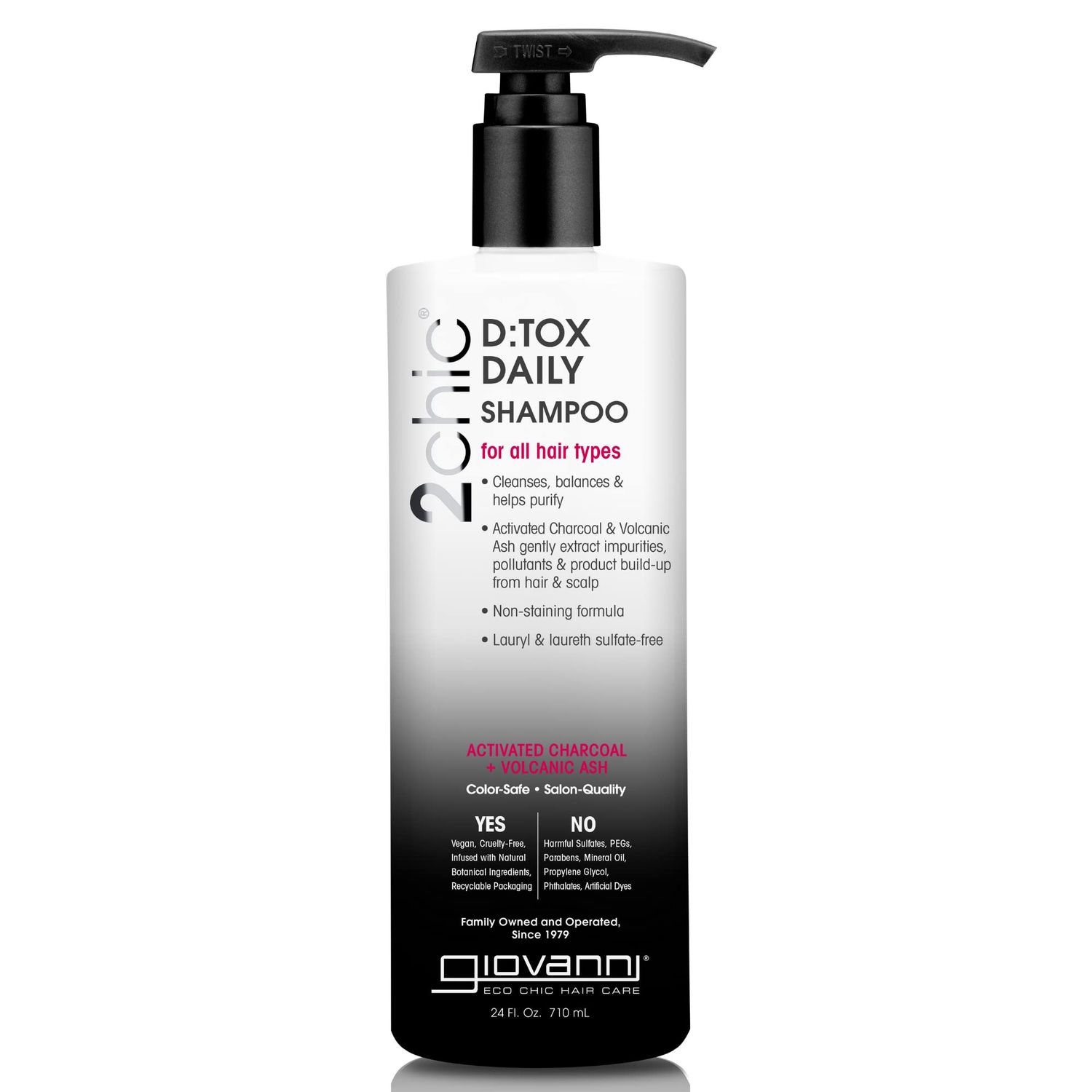 GIOVANNI D:tox Daily Shampoo, 24 oz. - Activated Charcoal, Super-Antioxidants Acai &amp; Goji Berry