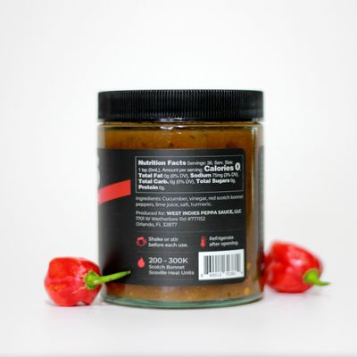 West Indies Peppa Sauce - WIPS Red Scotch Bonnet Pepper Sauce, Hot Sauce 6 oz