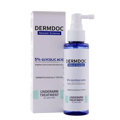 DERMDOC 5 Glycolic Acid Underarm Spray 100ml Multipurpose Exfoliating Toner 3.38 Fl oz
