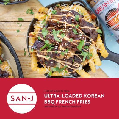 San-J - Gluten Free Korean BBQ Sauce - Bold and Savory Sauce for Cooking - Non-GMO - 10 oz. Bottles - 6 Pack