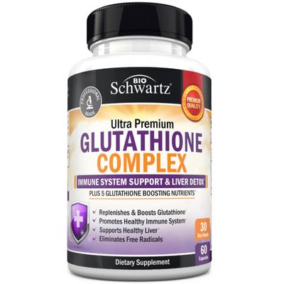 BioSchwartz Glutathione Supplement Liver Detox with Quercetin Vitamin C Milk Thistle Alpha Lipoic Acid - Liver Supplement Immune Support Pills - Immunity Defense Health Formula and Cleanse 500mg 60ct