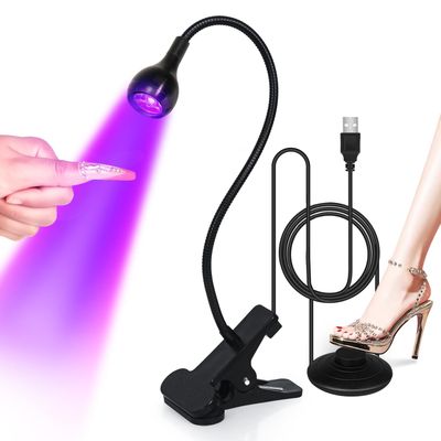 krofaue U V LED Nail Lamp - Flash Cure Lamp Quick Dryer Curing Light Foot Control Gooseneck U V Lamp for Gel X Nails with Gooseneck and Clamp Manicure Salon DIY at Home Beauty Black
