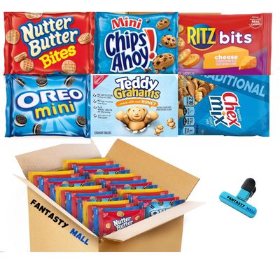 Nabisco Cookie &amp; Cracker Variety Pack, OREO Mini Cookies, Mini CHIPS AHOY! Cookies, RITZ Bits Cheese Crackers, Nutter Butter Bites, Teddy Grahams &amp; Chex Mix, 24 Snack Packs- by FANTASTY MALL
