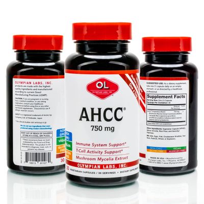 Olympian Labs Premium AHCC Supplement 750mg of AHCC per Capsule - Supports Immune Health, Liver Function, and Natural Killer Cell Activity- 30 Capsules
