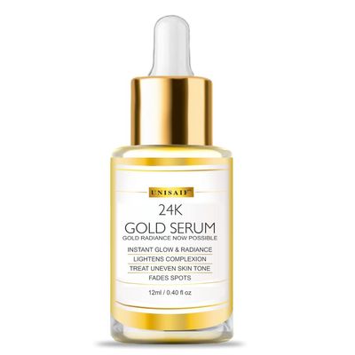 UNISAIF 24k Gold Vitamin C Face Serum - Dark Spot Corrector Hydrating Serum Vitamin c Serum Pore Minimizer Serum &amp; Collagen Serum for Face Skin Brightening Serum Dark Spot Remover for Face 12 ml