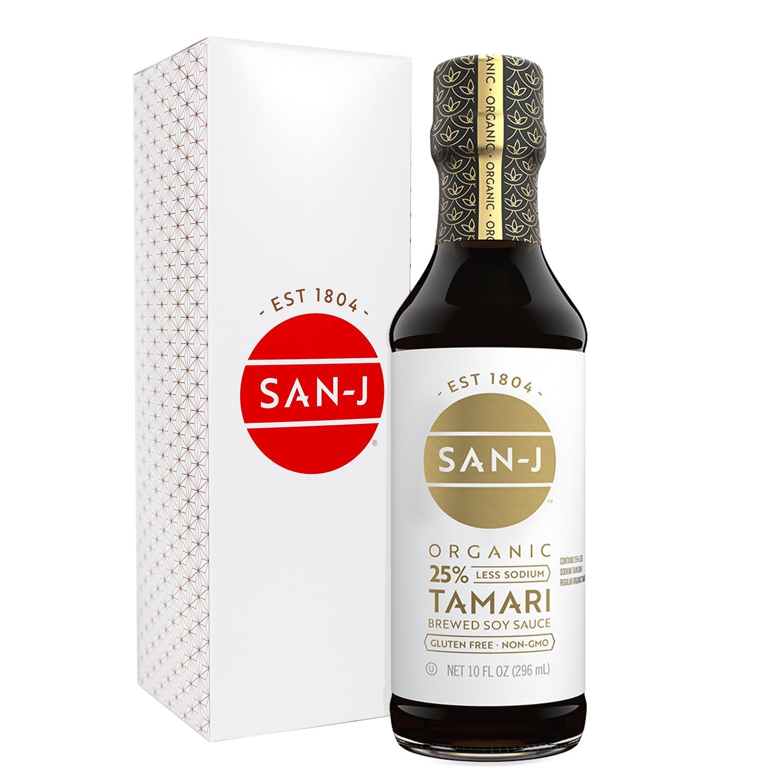 San-J - Organic Gluten Free Tamari Soy Sauce with 25 Less Sodium - Specially Brewed - Made with 100 Whole Soy - 10 oz. Bottle