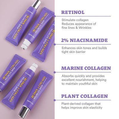 Farmstay Retinol Roll-on Eye Serum with 2 Niacinamide & Collagen - Hydrating Korean Eye Roller for Dark Circles, Puffy Eyes & Wrinkles - 0.84 fl. oz.