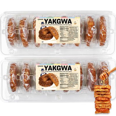 KINIKORA Yakgwa, 2 Packs 21.16oz, 600g, Korean Traditional Corn Syrup-Glazed Fried Dough Cookies, Sweet Treats