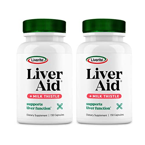Liverite Liver Aid with Milk Thistle 2-Pack 150 Capsules Total 300, Liver Support, Liver Cleanse, Liver Care, Improves Energy