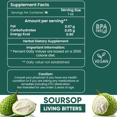 Herboganic Soursop Living Bitters Featured with Moringa Bitters for overall health and wellness Pack of 2 16 Oz Each
