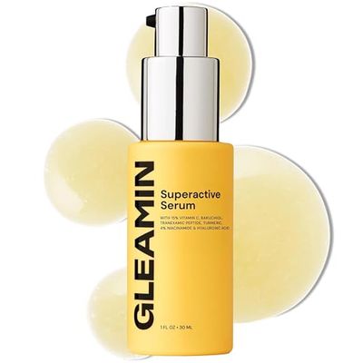 Gleamin Superactive Vitamin C Serum - 15 Vitamin C, 3 Tranexamic Acid, 4 Niacinamide &amp; Bakuchiol - Reduces Discoloration, Uneven Tone, Brightens Skin &amp; Smooths Texture - Fragrance-Free, 1 fl oz