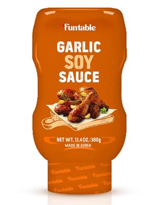 Funtable Garlic Soy Sauce 13.4 oz, Pack of 1 - Korean Authentic Garlic Flavored Sweet Sauce, Ideal for Dipping, Marinating, &amp; Seasoning, Korean Bulgogi, Meats, &amp; Grilled Dishes.