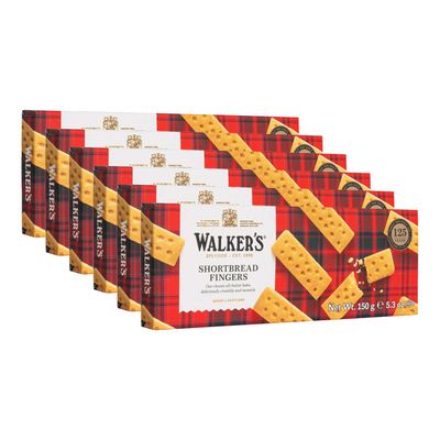 Walkers All-Butter Shortbread Fingers - 8-Count Box Pack of 6 - Authentic Shortbread Cookies from Scotland
