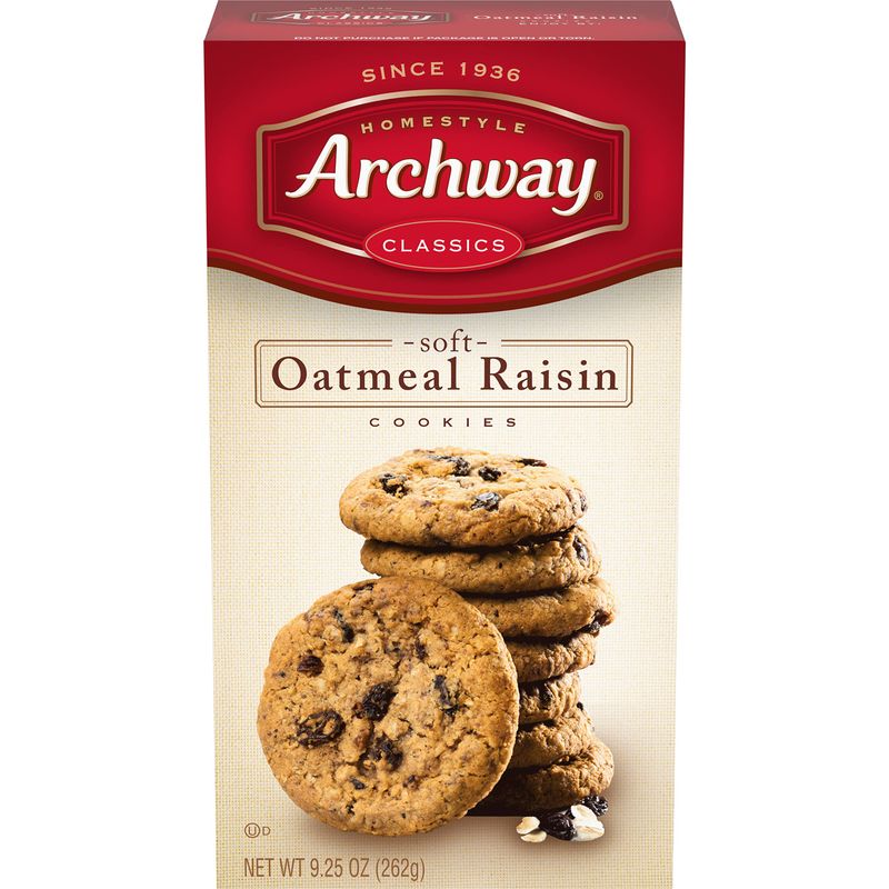 Archway Cookies, Classic Soft Oatmeal Raisin Cookies, 9.25 Oz Pack of 9