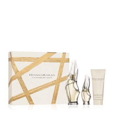Donna Karan Cashmere Mist Eau de Parfum Essentials 3 Piece Gift Set For Women - Perfume Spray 3.4 Fl. Oz., Mini Perfume Spray 0.5 Fl. Oz., &amp; Body Lotion 3.4 Fl. Oz.
