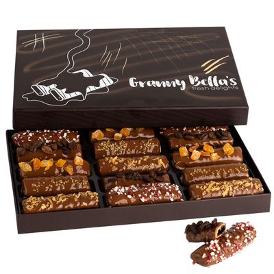 Granny Bellas Fathers Day Gift Baskets, 15 Chocolate Wafers, Gourmet Covered Cookies, Candy Gifts Baskets for Dad, Husband, Son, Grandpa, Father, Food Delivery, Ideas for Him Her Mother, Grandmother