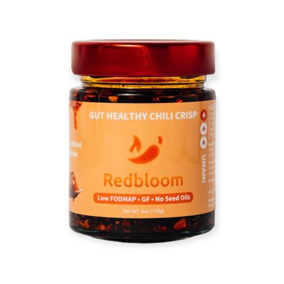 Redbloom Gut-Healthy Chili Crisp - Organic Chili Oil, No Seed Oils, Low-Fodmap, Vegan, Crunchy Hot Sauce, Good on Everything, 6oz Pack of 1 - Mild Umami