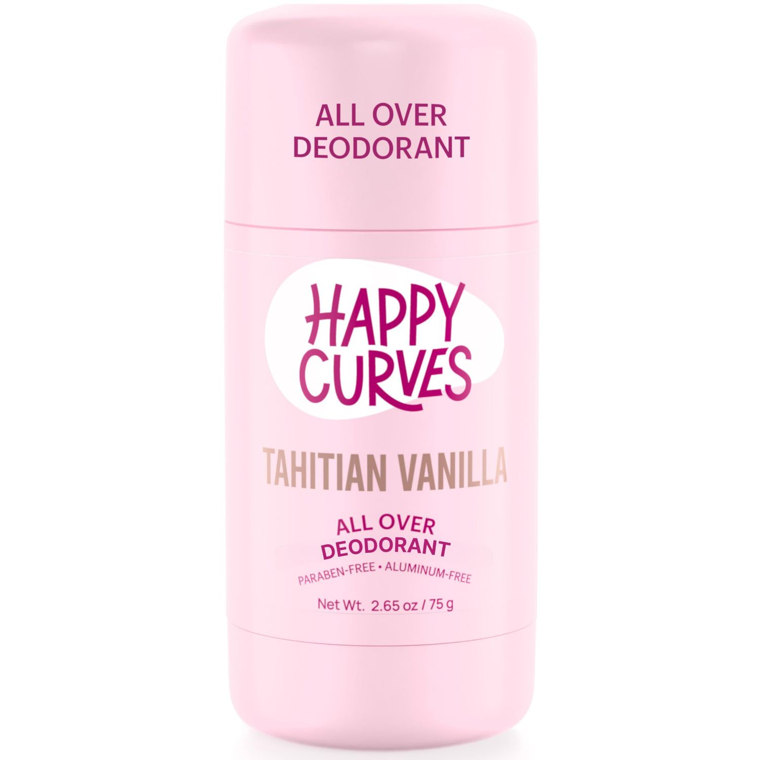 HAPPY CURVES All Over Whole Body Deodorant for Women - Aluminum-Free - Invisibile All Day Layer of Full Body Protection for Odor Control Only, Sensitive Skin, &amp; Private Parts Tahitian Vanilla