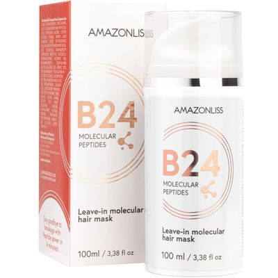 Leave-In Molecular Peptides Leave-In Repair Hair Mask B24, Repairs Dry or Damaged Hair, Reverse Hair Damage from Bleach, Color, Chemical Services &amp; Heat 3.38 fl oz