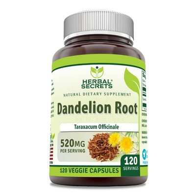 Herbal Secrets Dandelion Root Supplement 520 Mg 120 Veggie Capsules Non-GMO Gluten Free Made in USA
