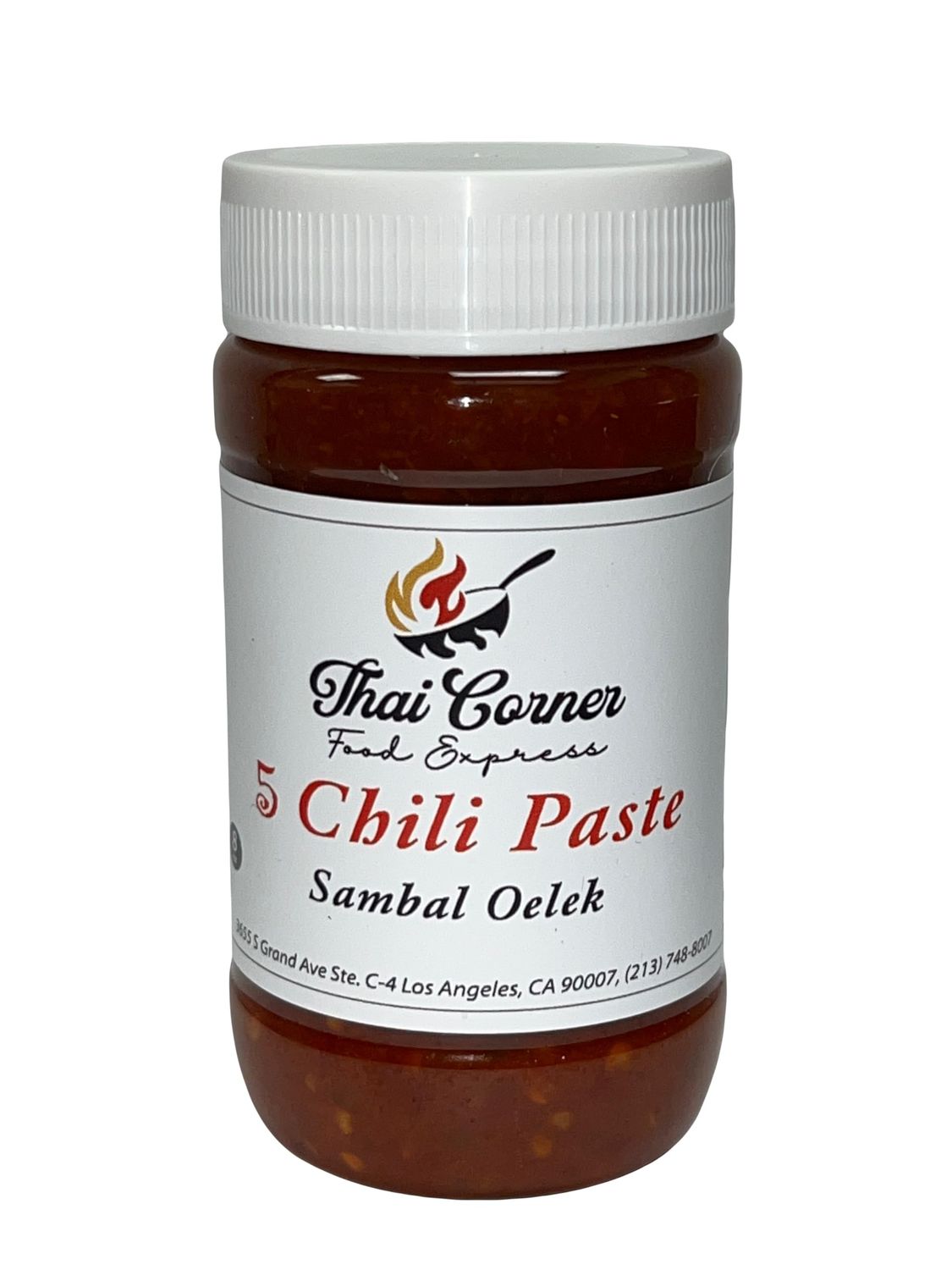 Generic Thai Corner Food Express 5 Chili Paste Sambal Oelek, 8 oz &amp; 12 oz, Plastic Bottle, 100 vegan &amp; gluten free, M, Extra spicy. 8 oz