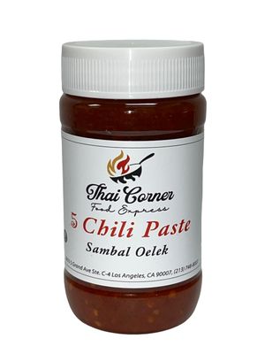 Generic Thai Corner Food Express 5 Chili Paste Sambal Oelek, 8 oz &amp; 12 oz, Plastic Bottle, 100 vegan &amp; gluten free, M, Extra spicy. 8 oz