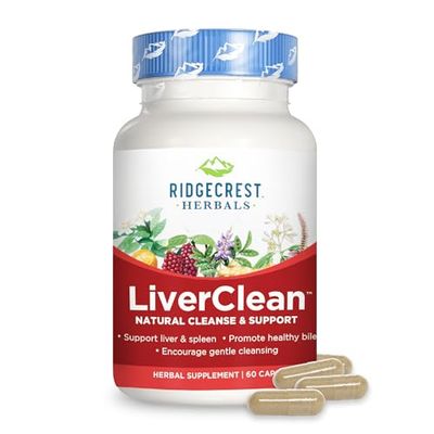 Ridgecrest Herbals LiverClean, Herbal Liver Support Supplement, Blessed Thistle, Dandelion, Detox, Cleanse Support, Healthy Bile 60 Caps, 30 Serv