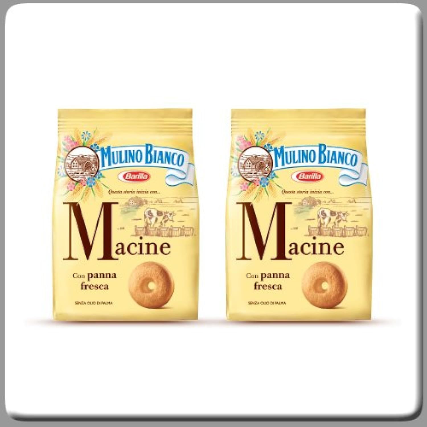 Mulino Bianco: Macine Shortbread cookies Cream - 12.3 Oz 350g Pack of 2 Italian Import