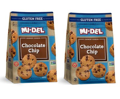 Mi-Del Gluten Free Chocolate Chip Cookies - Crunchy Chocolate Cookies, Non-GMO Certified, 0g Trans Fat, Kosher, Peanut Free - Healthy Snack, 8oz Pack of 2