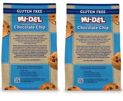 Mi-Del Gluten Free Chocolate Chip Cookies - Crunchy Chocolate Cookies, Non-GMO Certified, 0g Trans Fat, Kosher, Peanut Free - Healthy Snack, 8oz Pack of 2