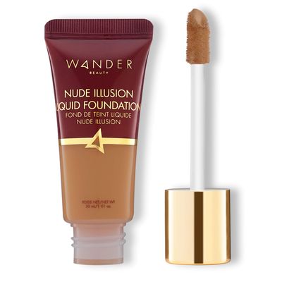 Wander Beauty Nude Illusion Liquid Foundation - Rich - Medium to Full Coverage Foundation with Niacinamide &amp; Lotus Extract - Natural Skin Finish - Blurs, Conceals &amp; Contours - Travel-Friendly Tube