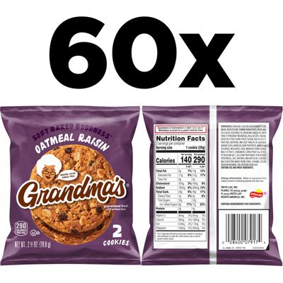 Grandma's Oatmeal Raisin Cookies, 2.5 Ounce Pack of 60