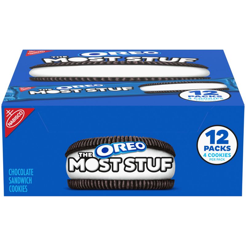 OREO The Most Stuf Chocolate Sandwich Cookies, 12 Snack Packs 4 Cookies Per Pack